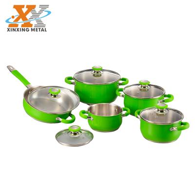 China 2021 Sustainable 10Pcs Stock Pot Belly Pot Stainless Steel Cookware Set With Glass Lid for sale