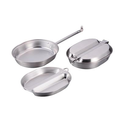 China Low Price 2Pc Lightweight Outdoor Mess Kit Camping Stainless Steel Military Mess Kit for sale