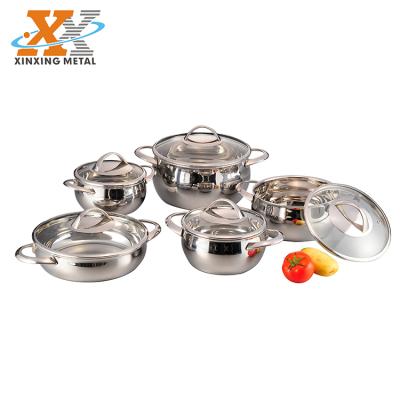 China Sustainable Cookware 10Pcs Kitchen Cookware Non-Stick Stainless Steel Cookware Set With Glass Cover for sale