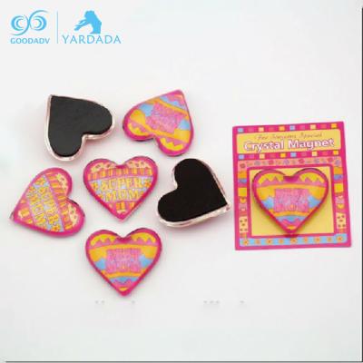 China Shape Decorative Crystal Glass Fridge Magnet Custom Heart Shaped Sticker for sale