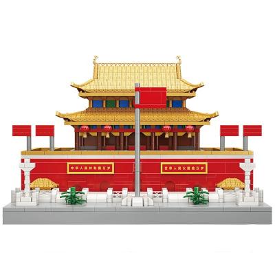 China Toy New Arrival Famous Microparticle Chinese Tiananmen Square House Traditional Building Empty Brick Sets Toys For Collection for sale