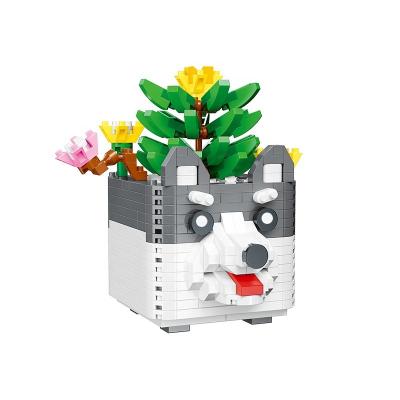 China Plastic Husky Cat Duck Panda Potty Toys Building Blocks Sets Potted Plants Toy New Creative Micro Particles Building Toys Set For Kids for sale