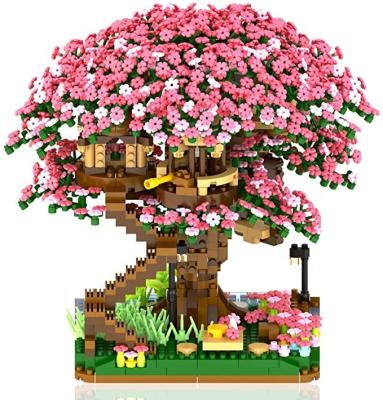 China Construction Toy Legoing Micro Diamond Building Blocks Treehouse Pink Mini Bricks Sets Educational Toys Color For Kids Home Decoration for sale