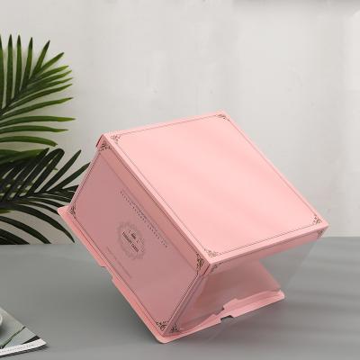 China Recycled Materials Wholesale Food Paper Cake Box Packaging Transparent PET Wedding Cake Box Cupcake Box With Window for sale