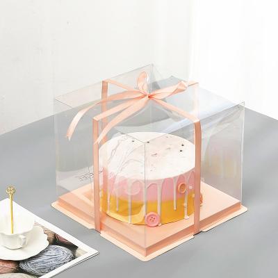 China Recycled materials wholesale custom large transparent cake box PET bear plastic packaging box in stock for sale