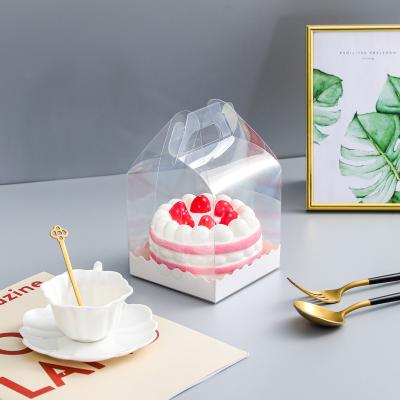 China High Quality Materials Transparent Bakery Recycled Cupcake Clear Box With Handles Paper Packaging Box for sale