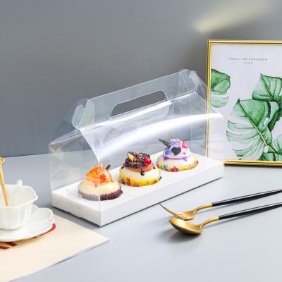 China Recycled Clear Materials China Factory Price Muffin Cupcakes Transparent Box With Handles Packaging Box Paper Gift Box for sale