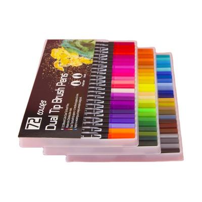 China Hot popular children's double-headed 72 color color brush pen double tips graffiti diy pen for sale