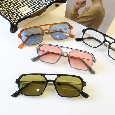 China Square sunglasses 2021 new style women's sunglasses MW0760 fashion double bridge colorful vintage UV400 resin sunglasses for sale