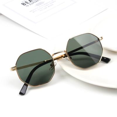 China 2022 Fashion Sunglasses Fashion Retro Hexagon UV400 Kids Sun Glass Metal Kids Small Sunglasses For Baby for sale