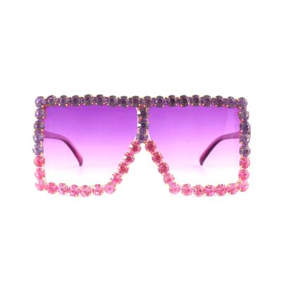 China Fashion Sunglasses 2021 Wholesale Hot Sale Square Fashionable Custom Rhinestone Oversized Women Sunglasses for sale