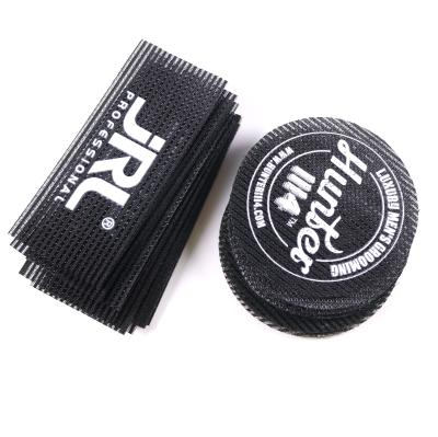 China Custom Logo 100% Nylon Hook Loop Hair Patch Barber Gripper For Salon Custom Shape for sale