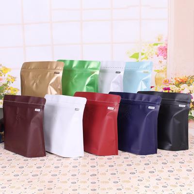 China 9oz 250g mylar bag pouch flat bottom coffee beans moisture proof bags with valve and zipper window for sale