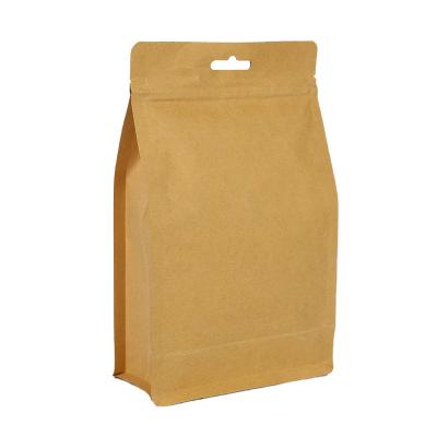 China Blank Pouch Flat Bottom Moisture Proof Ziplock Customize Kraft Paper Packaging Bag For Food Package for sale