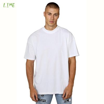 China 100% Extended Logo Men's T-shirt Streetwear Anti-pilling Neck T-shirt Cotton Plain Oversized Drop Shoulder Fake for sale