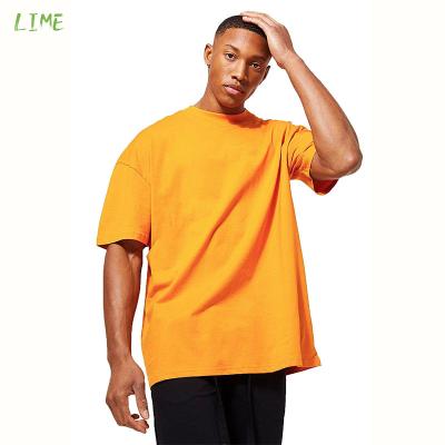 China Drop Shoulder Streetwear Vendor Anti-Pilling Bulk Mens T-shirts Custom 100% Cotton T-Shirt Simple Oversized Extended Crew Neck Shirt for sale