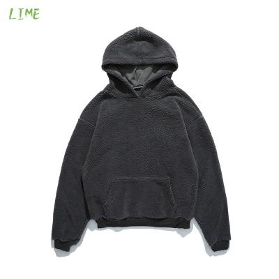 China Winter Sherpa Hoodie Unisex Simple Thick Fluffy Hooded Anti-Wrinkle Velvet Blank White Pullover Sweatshirt Heavy Hoodies for sale