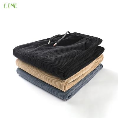 China Factory OEM Streetwear Anti-pilling Custom Embroidered Corduroy Baggy Mens Winter Sweatpants 100% Polyester Sweatpants for sale