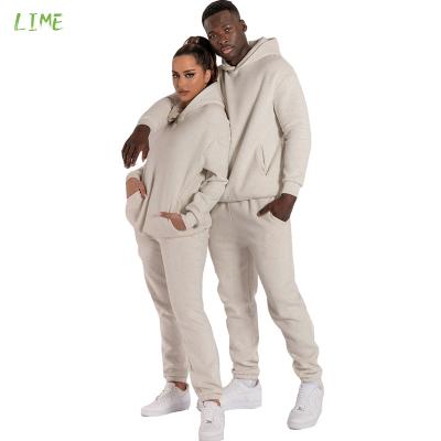 China Viable Factory OEM Pullover Plain Cotton 100% High Quality White White Customized Sweatsuit Men Sweatpants And Hoodie Set for sale