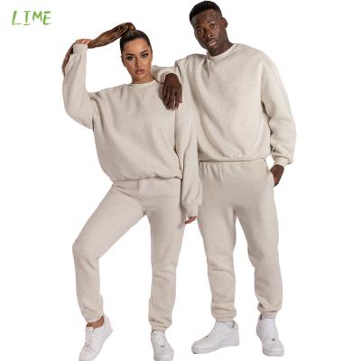 China Viable Cotton Mens French Terry Oversized Crewneck 100 Custom Blank Sweatsuit Track Pants Mens High Quality Sweatsuits Sets for sale