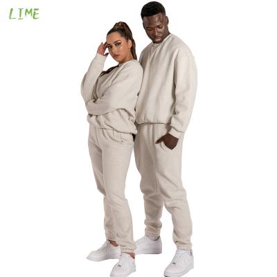 China Custom Logo Men's Tracksuit Unisex Sweatsuit Sets OEM Factory Pullover White Polyester Viable Jogger Sweatpants Sets for sale