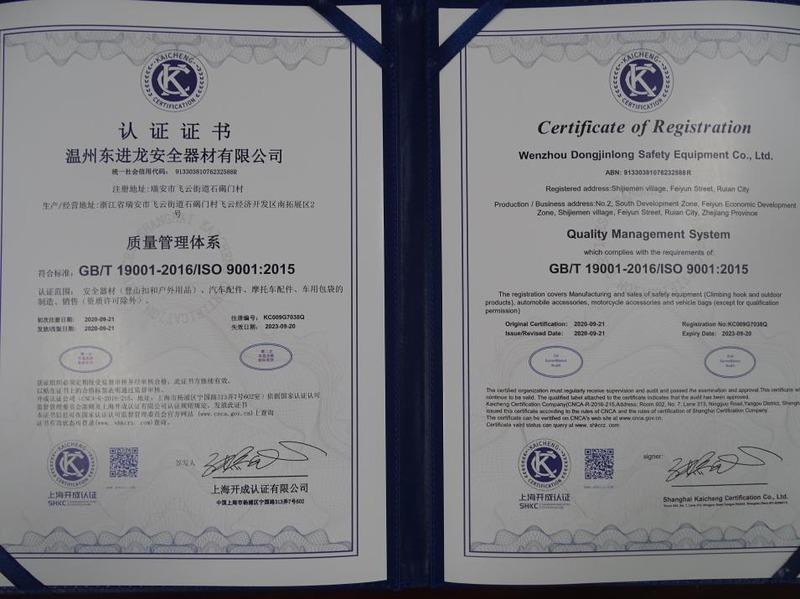 ISO9001 - Wenzhou Dongjinlong Safety Equipment Co., Ltd.