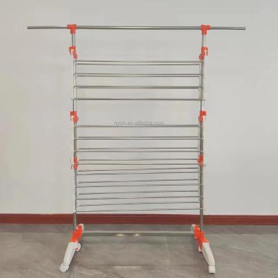 China Stainless Steel+PP XL-281 4 Layers Stainless Steel Cloth Drying Rack Folding Clothes Dry Rack for sale