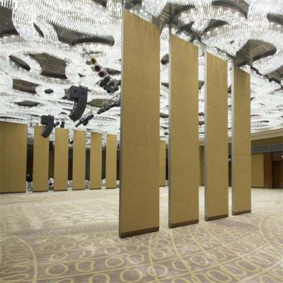 China 65mm hotel fabric with sponge finishes stainless steel wooden folding partition wall aluminium sliding door profiles for sale