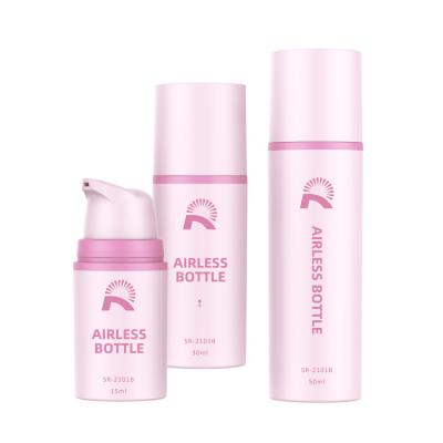 China Pink 15ml 30ml 50ml Cosmetic Empty Body Cream Plastic Cosmetic Bottle All Plastic Airless Bottle for sale