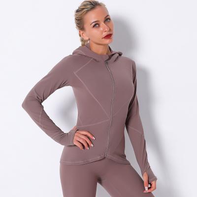 China Custom Logo Women Sports Running Long Sleeve Yoga Jacket Fitness Wear Breathable Wholesale Yoga Tops for sale