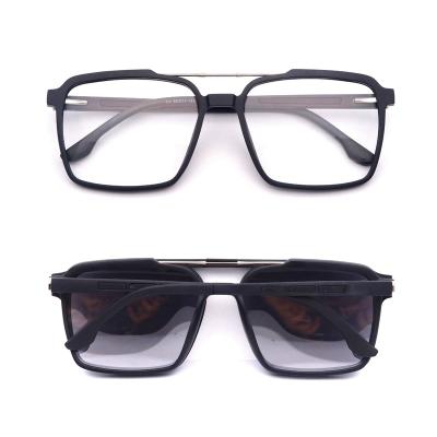 China For Glasses Two-in-One Sunglasses Monocle Frames Box OEM TR90 Doubke Optical Bridge Glasses Clip On Optical Eyewear for sale