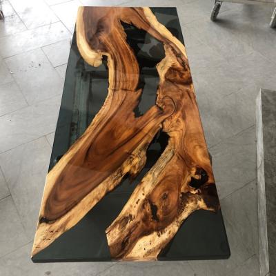 China Unique from one to another Home Furniture Factory Direct Solid Walnut Wood Restaurant Kitchen Epoxy Resin Slab River Dining Table for sale