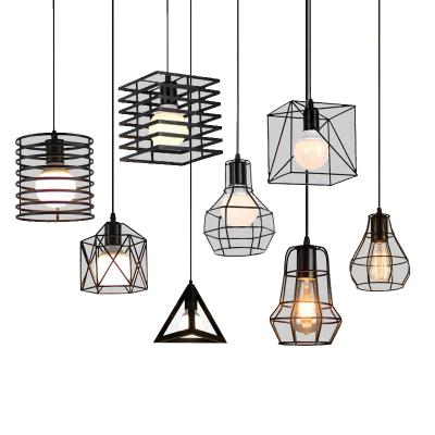 China China Industrial Nordic Pendant Lights Industrial Vintage Loft Lamp Iron Art Kitchen Living Room Cage Black Hanging Lamp For E27 90-250V L for sale