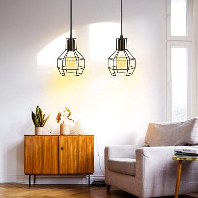 China Model I0009-1 Nordic Industrial Pendant Lights Vintage Loft Lamp Iron Art Kitchen Living Room Cage Black Hanging Lamp For E27 I0 for sale