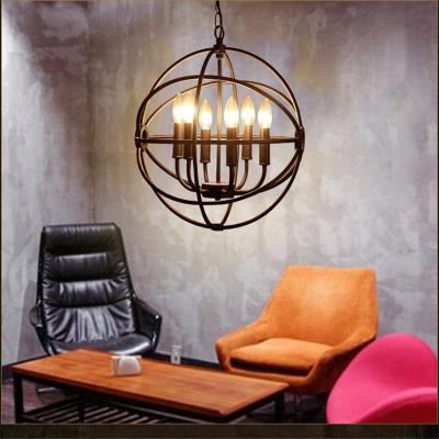 China Mid Century Traditional Iron Chandelier Sphere Lighting Fixtures For Living Room for sale