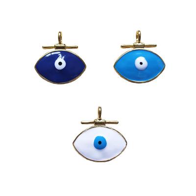 China Factory Wholesale Factory Wholesale Environmental Friendly Statistical Style Turkey Eye DIY Custom Jewelry Accessories Real 18K Gold Plated Oil Copper Pendant Charms drop for sale