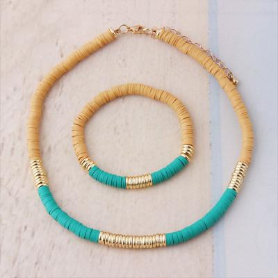 China 2022 Lead Free Nickel Free Bohemia Necklaces Man Women Women Clay Beads Brass Set Bracelet Summer Strand Colorful Jewelry for sale