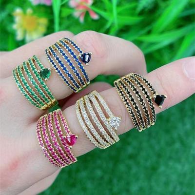 China Jewelry Wholesale CLASSIC Gold Plated With CZ Stone Fashion Eternity Wedding Engagement Custom Gold Finger Watches Ring Design For Women for sale