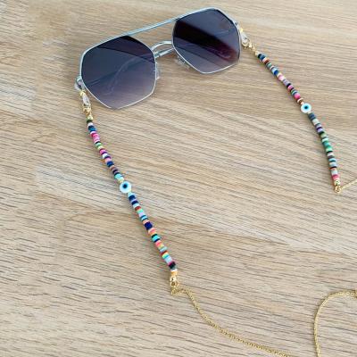 China Colorful And Bright Eco-Friendly Polymer Silicone Sunglasses Chain Retro Bohemia Charm Demon Eye Embellishment Glasses Hanging Strap Jewelry for sale