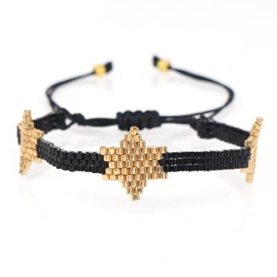 China Classic Five-pointed Gold Hexagonal Star Bracelet Small Millet Pearl Jewelry Hand - Woven Bracelet Friendship Bracelet Woman Size Adjustable for sale