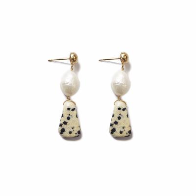 China 2022 New Leopard Print Lead Free Nickel Free Handmade Natural Freshwater Pearl Jewelry Creative Stone Dangle Earrings For Man Women Daily Accessories for sale