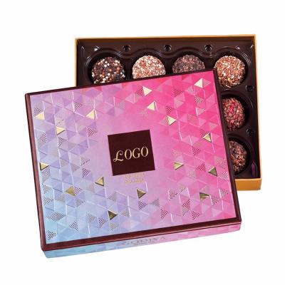 China Recyclable Customize Square Round Cardboard Christmas Gift Chocolate Paper Box With Lid Exquisite Chocolate Packaging Box for sale