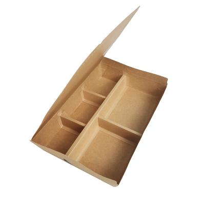 China Wholesale Biodegradable 5 Compartment Brown Disposable Bento Paper Kraft Paper Food Bowl Disposable Other Food Box for sale