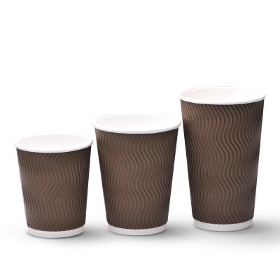 China Disposable Custom Arabic Paper Coffee Cups Ripple Wall Coffee Cups Disposable India Cup / Cardboard 6.5 oz 8 oz Double Craft Paper NTG Wall for sale