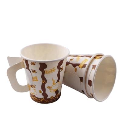 China 4oz 7oz 8oz 9oz Hand Disposable Custom Single Wall Paper Cups With Handle for sale