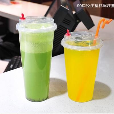 中国 PPのふたが付いている堅いプラスチック使い捨て可能な飲むコップ500mlの注入型のコップ 販売のため