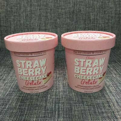 China Custom Printed Paper Ice Cream Cups Disposable 16oz Food Grade Flexo Offset Printing for sale