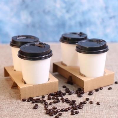 Cina Eliminabile onduli il supporto caldo della bevanda della carta kraft del trasportatore della tazza di caffè per anello di guarnizione in vendita