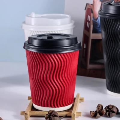 Chine la tasse de papier jetable de mur du double 8oz ondulent les tasses de papier avec des couvercles à vendre