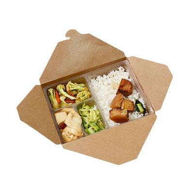 China Caja para llevar de papel de papel del acondicionamiento de los alimentos de la caja del almuerzo disponible Kraft en venta